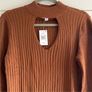 Hooked Up by IOT Brown Long Sleeve Cut Out Ribbed Dress